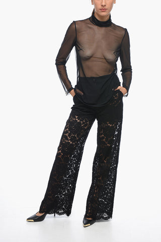 Top a Collo Alto in Mesh con Zip Posteriore