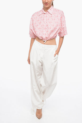 Linen-Blend Pants with Drawstring Hem