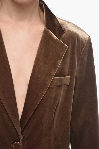 Blazer Straight Fit in Ciniglia con Bottoni Rivestiti