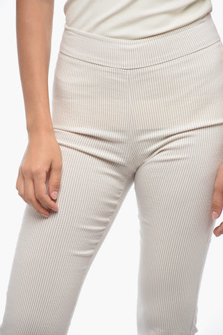 Pantaloni a Righe Slim con Orlo Svasato