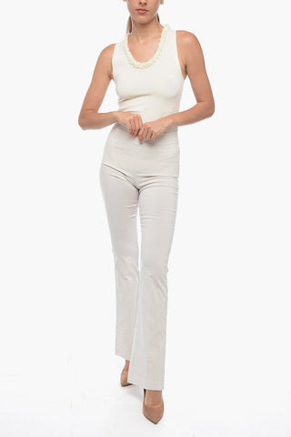 Pantaloni a Righe Slim con Orlo Svasato