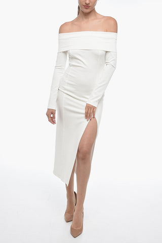 Off-Shoulder Etuikleid aus Jersey mit Schlitz