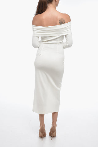 Off-Shoulder Etuikleid aus Jersey mit Schlitz