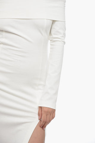 Off-Shoulder Etuikleid aus Jersey mit Schlitz