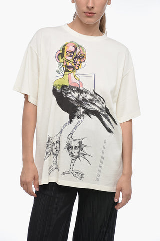 MM6 Crew Neck OFF WHITE Printed T-Shirt