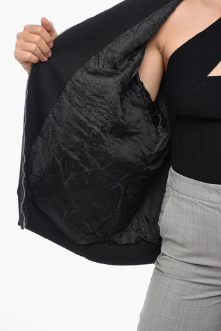 Coated Cotton Bomber Jacket with Front Zip