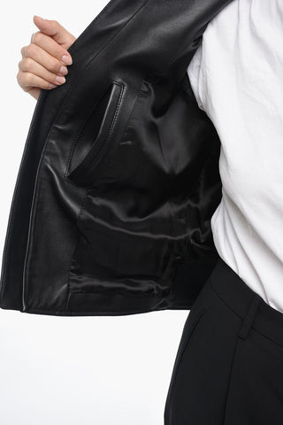 MM6 Leather Biker Jacket with Zipped Sleeves