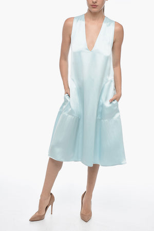 Midi-Kleid SERENA aus Satin mit V-Ausschnitt