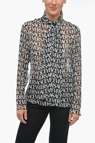 Camicia Tie Neck in Seta Monogram