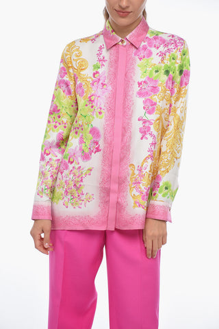 Floral Silk Shirt with Concealed Closure
