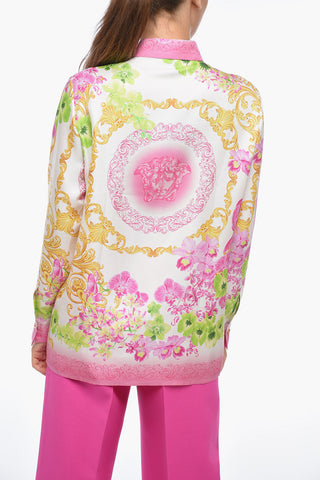 Floral Silk Shirt with Concealed Closure