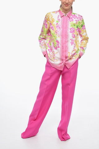 Floral Silk Shirt with Concealed Closure