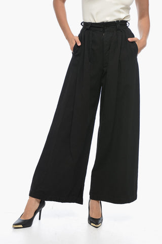 MM1 4-Pleated Cotton Blend Palazzo Pants