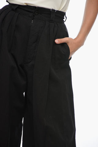 MM1 4-Pleated Cotton Blend Palazzo Pants