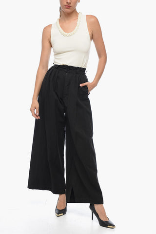 MM1 4-Pleated Cotton Blend Palazzo Pants