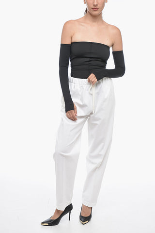 MM6 Pantaloni in Misto Lino con Coulisse