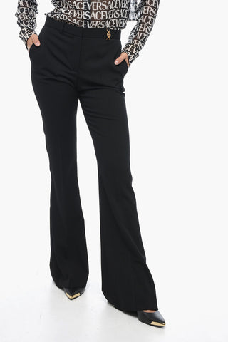 Wool-Blend Bootcut Trousers with Jewel Detail