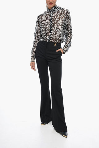 Wool-Blend Bootcut Trousers with Jewel Detail