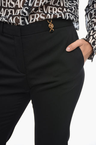 Wool-Blend Bootcut Trousers with Jewel Detail