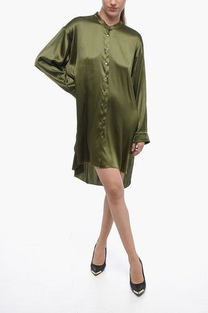 Asymmetrische GIOIA Satinbluse mit Stehkragen