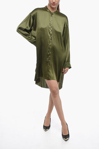 Asymmetrische GIOIA Satinbluse mit Stehkragen