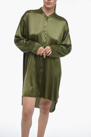 Asymmetrische GIOIA Satinbluse mit Stehkragen