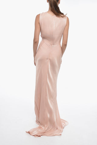 Drapiertes Maxikleid aus Lurex mit Cut-out-Detail