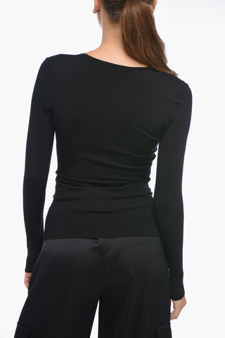 Crew Neck Stretch Fabric Sweater