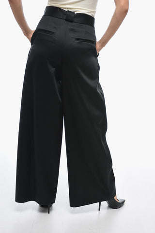 Double-pleated Satin Pants with Belt Loops
