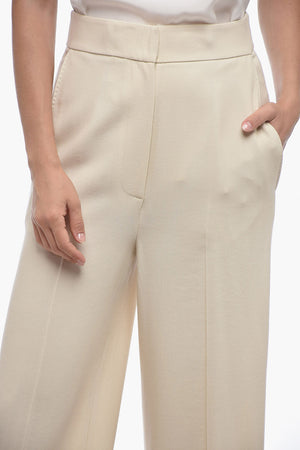 Pantaloni 4 Tasche Cropped Fit in Misto Lana