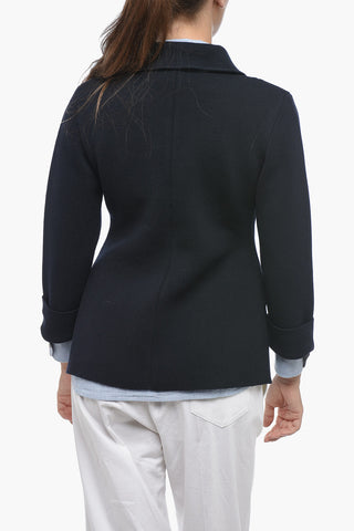 Merino Wool Double-breasted Blazer with Welt Pockets