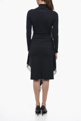MM6 Stretch Sheath Dress with Satin and Lace Drape