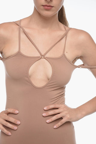 Abito Aderente Elasticizzato con Spalline Regolabili