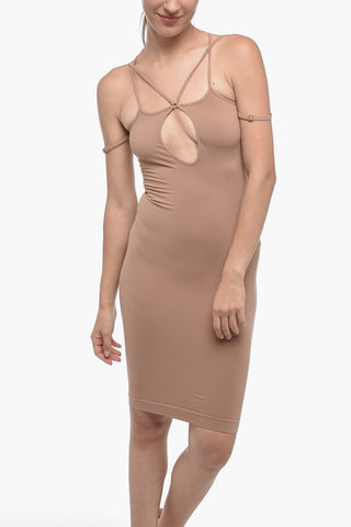 Abito Aderente Elasticizzato con Spalline Regolabili