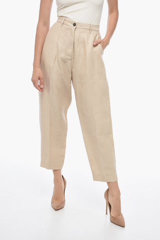 Linen Coulotte Pants with Low Crotch