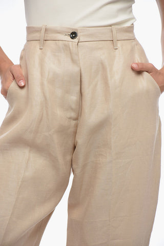 Linen Coulotte Pants with Low Crotch