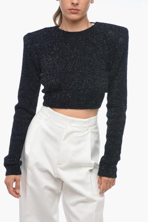 Cardigan Crop in Lurex con Spalline Imbottite