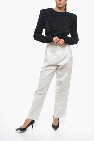 Cardigan Crop in Lurex con Spalline Imbottite