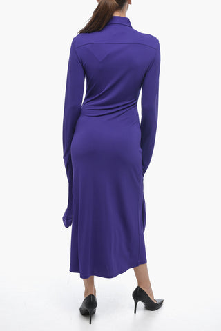 Stretch Fabric Shirtdress With Extra-Long Sleeves