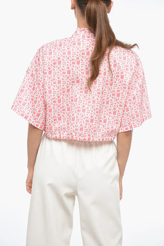 Monogram Nylon Crop Shirt with Drawstring