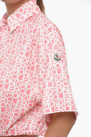 Monogram Nylon Crop Shirt with Drawstring