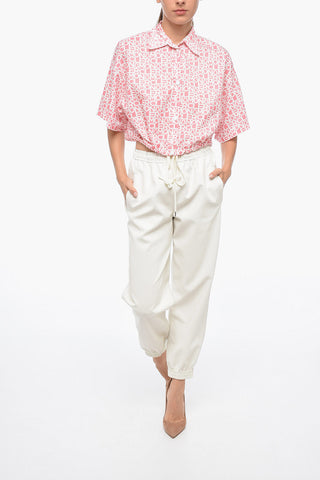 Monogram Nylon Crop Shirt with Drawstring