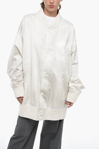 MM6 Satin Oversized Bomber Jacket with Vintage Effect