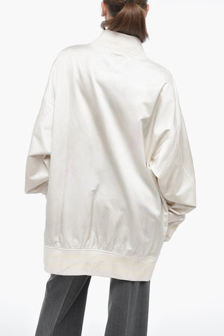 MM6 Satin Oversized Bomber Jacket with Vintage Effect