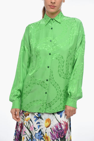 Jacquard Satin Shirt with Standard Collar