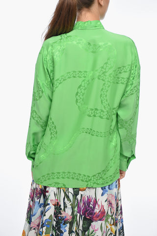 Jacquard Satin Shirt with Standard Collar