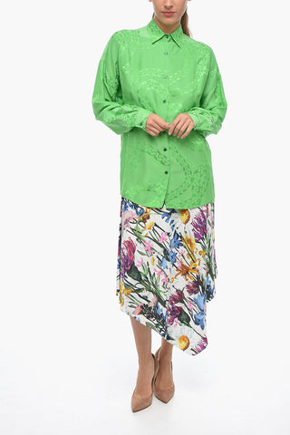 Jacquard Satin Shirt with Standard Collar