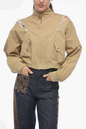 Bomber Bare Back in Cotone con Dettagli Cut-out