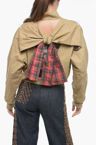 Bomber Bare Back in Cotone con Dettagli Cut-out