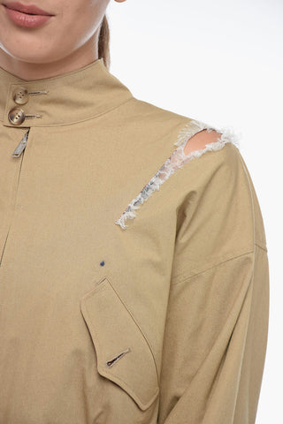 Bomber Bare Back in Cotone con Dettagli Cut-out